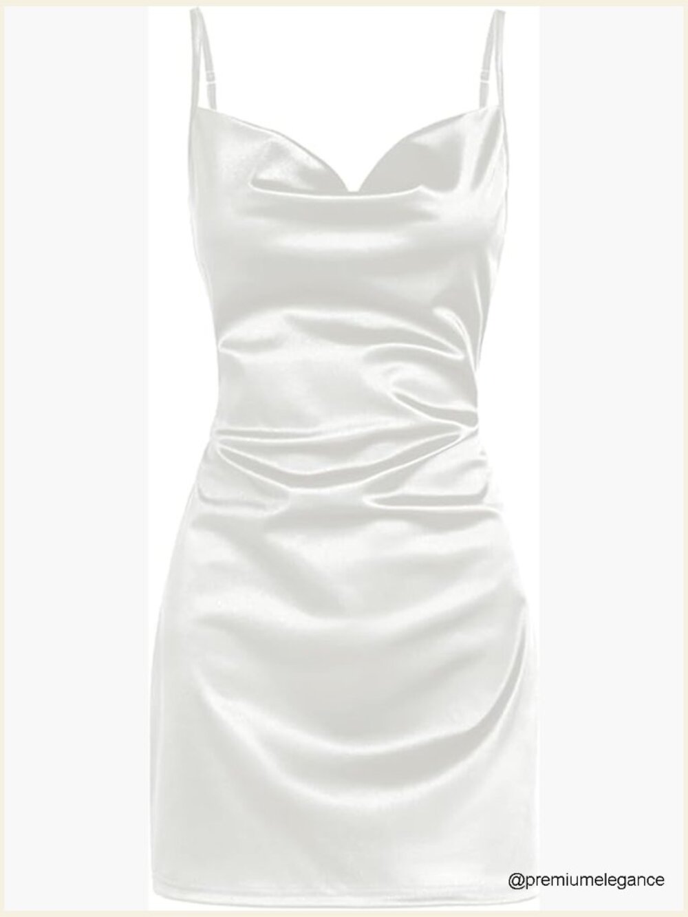 Satin Mini Dress Sleeveless Spaghetti Strap Cowl Neck Cocktail Party